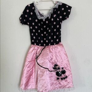 Halloween 50’s Poodle Kids Costume Pink and Black Polka Dot Dress
